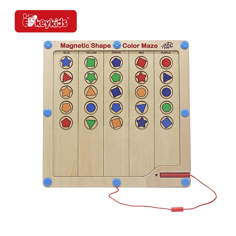 Montessori fine motor skills toys wooden magnetic shape and color maze for kids W11H128